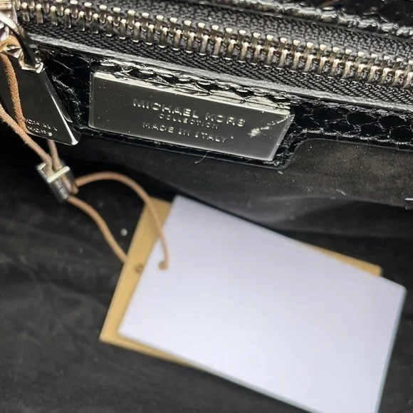 Michael Kors Collection Bancroft Medium Glitter and Snakeskin Shoulder Bag - Picture 12 of 15